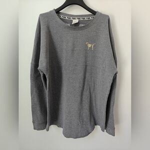 Victoria's Secret PINK Ombre Bling Logo Varsity Crew Pullover Sweatshirt Size L